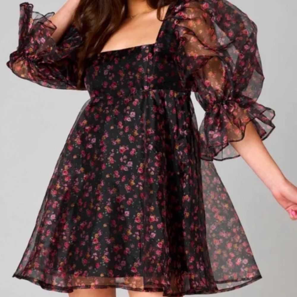 Buddy Love Black and Pink Floral Mini Dress